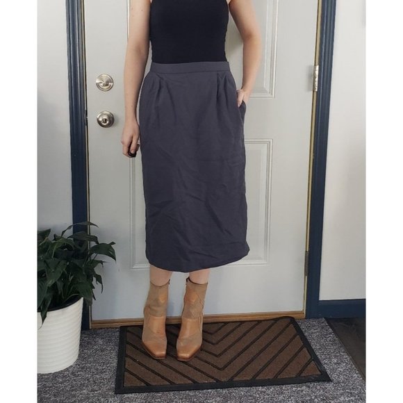 80s Gray Wool Skirt Suit - Picture 4 of 5